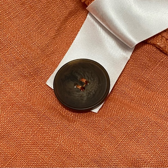 French Connection 100% Linen Button Down Sleeveless Midi V-neck Dress Ruffled 10 - Picture 11 of 12